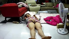 Asian mothers languid masturbation on the stagger